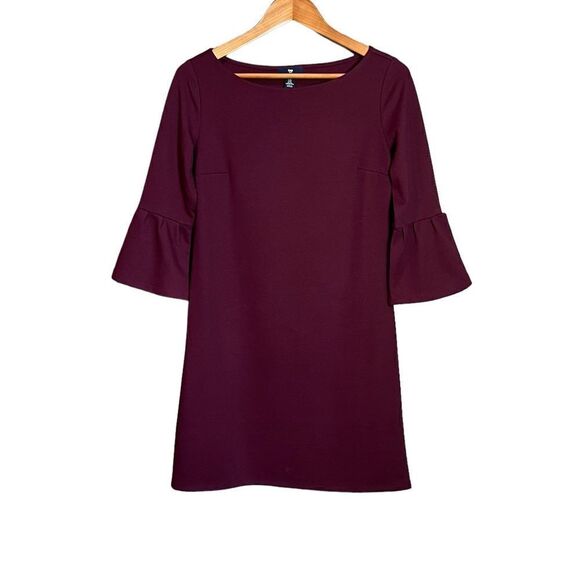 3 for $30! Gap maroon ponte bell sleeve dress. Size xs - Picture 1 of 8